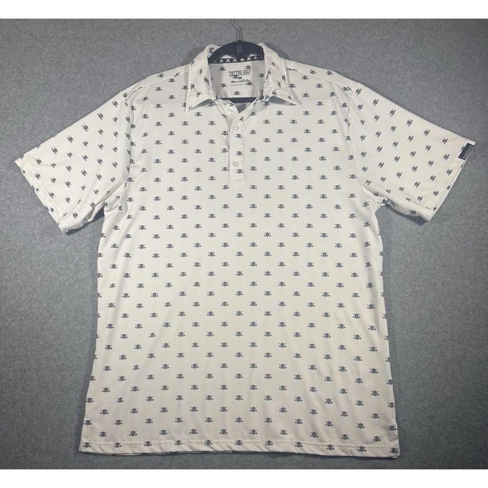 Tattoo Golf Performance Micro Collection Men's Golf Polo Shirt White  Medium